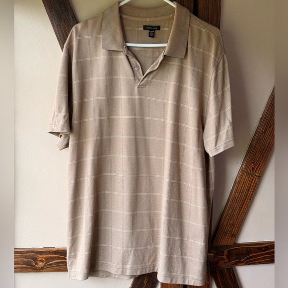 Van Heusen Tan Polo Shirt with Subtle Stripes