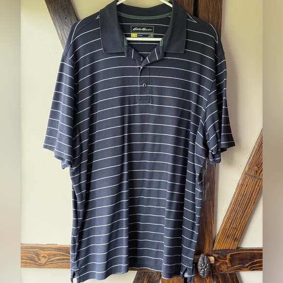 Eddie Bauer Black and White Polo Shirt with Classic Stripes