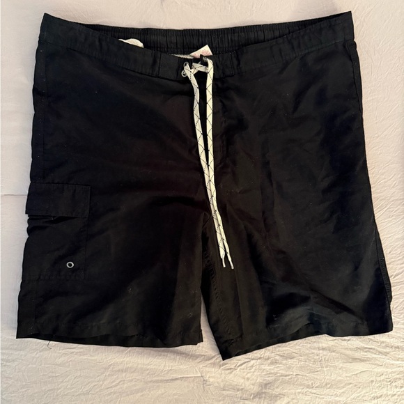 Merona Black Mesh-Lined Swim Trunks