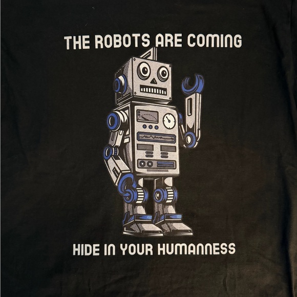 Black T-Shirt with Robot Graphic