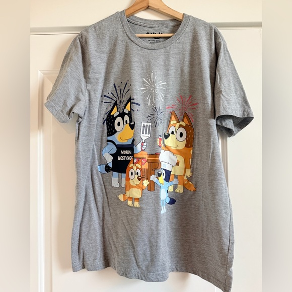Dad Bluey Gray Graphic T-Shirt