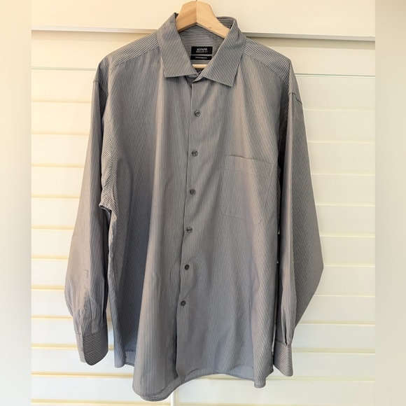 Alfani Men's Gray and White Striped Shirt