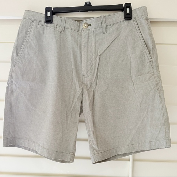 Eddie Bauer Green and White Checkered Flat Front Shorts