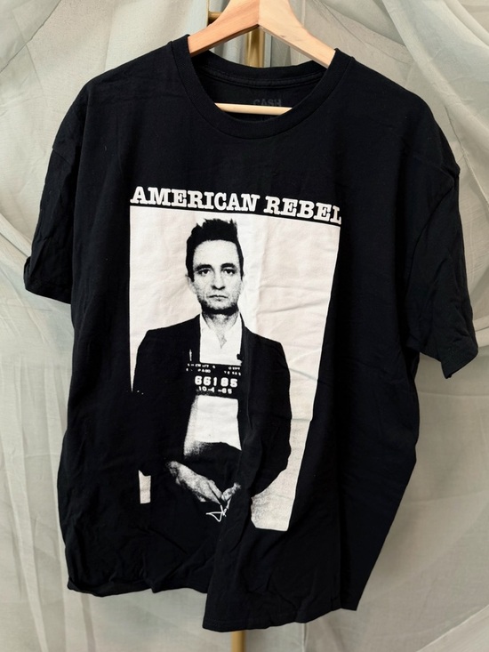 Johnny Cash - American Rebel Black Graphic Tee
