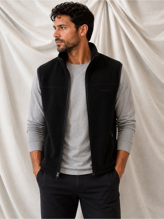 Eddie Bauer Black Zip-Front Fleece Vest