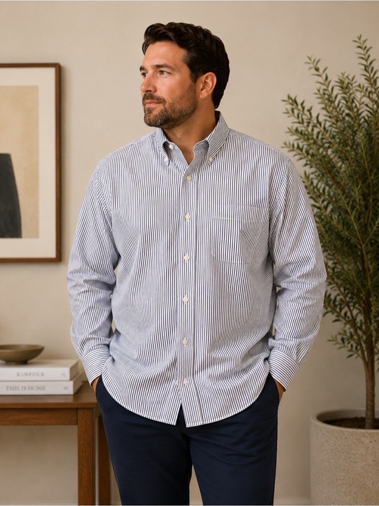 croft & barrow Black and White Thin-Strip Button-Down Shirt