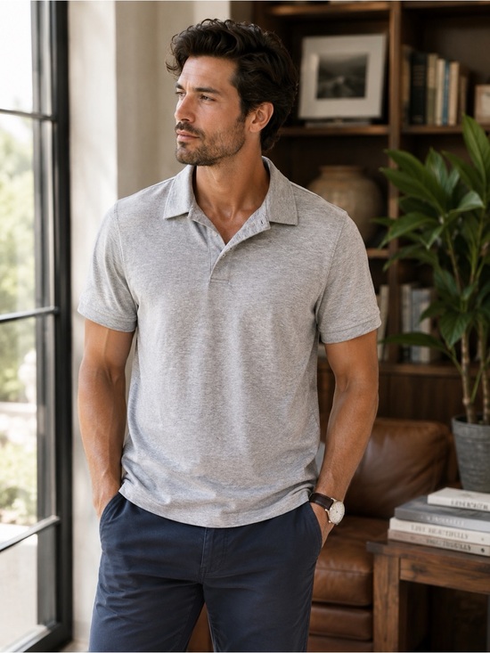UNTUCKit Light Heather Gray Short-Sleeve Polo