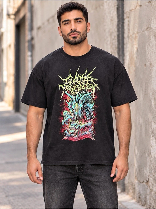 Cattle Decapitation Goat Beast T-Shirt Men's Graphic Tee Black