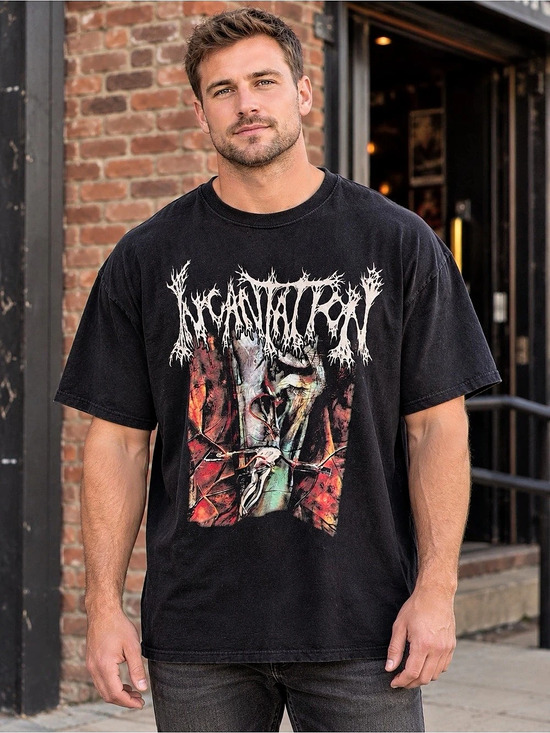 Incantation Onward to Golgotha T-Shirt Graphic Short Sleeve Tee in Black